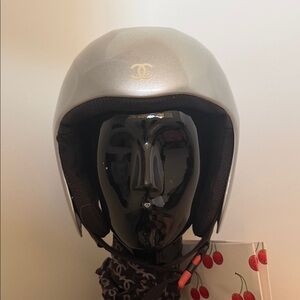 CHANEL Rare vintage Metallic Silver Helmet